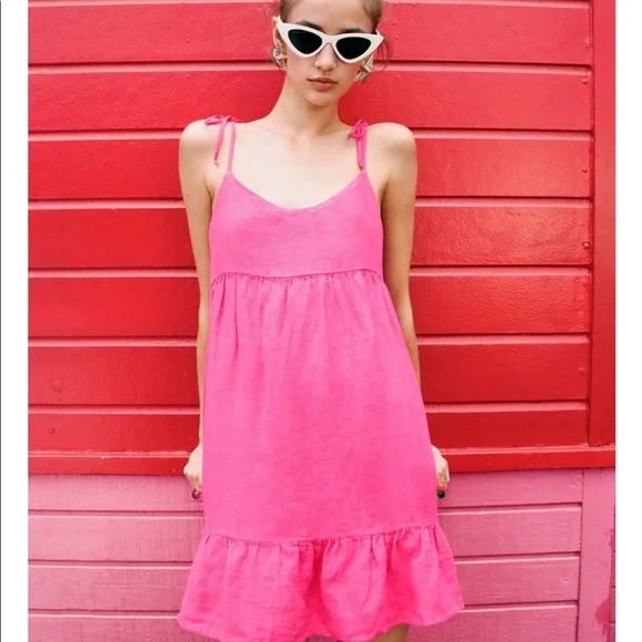 Zara | Dresses | Zara Mini Linen Dress | Poshmark